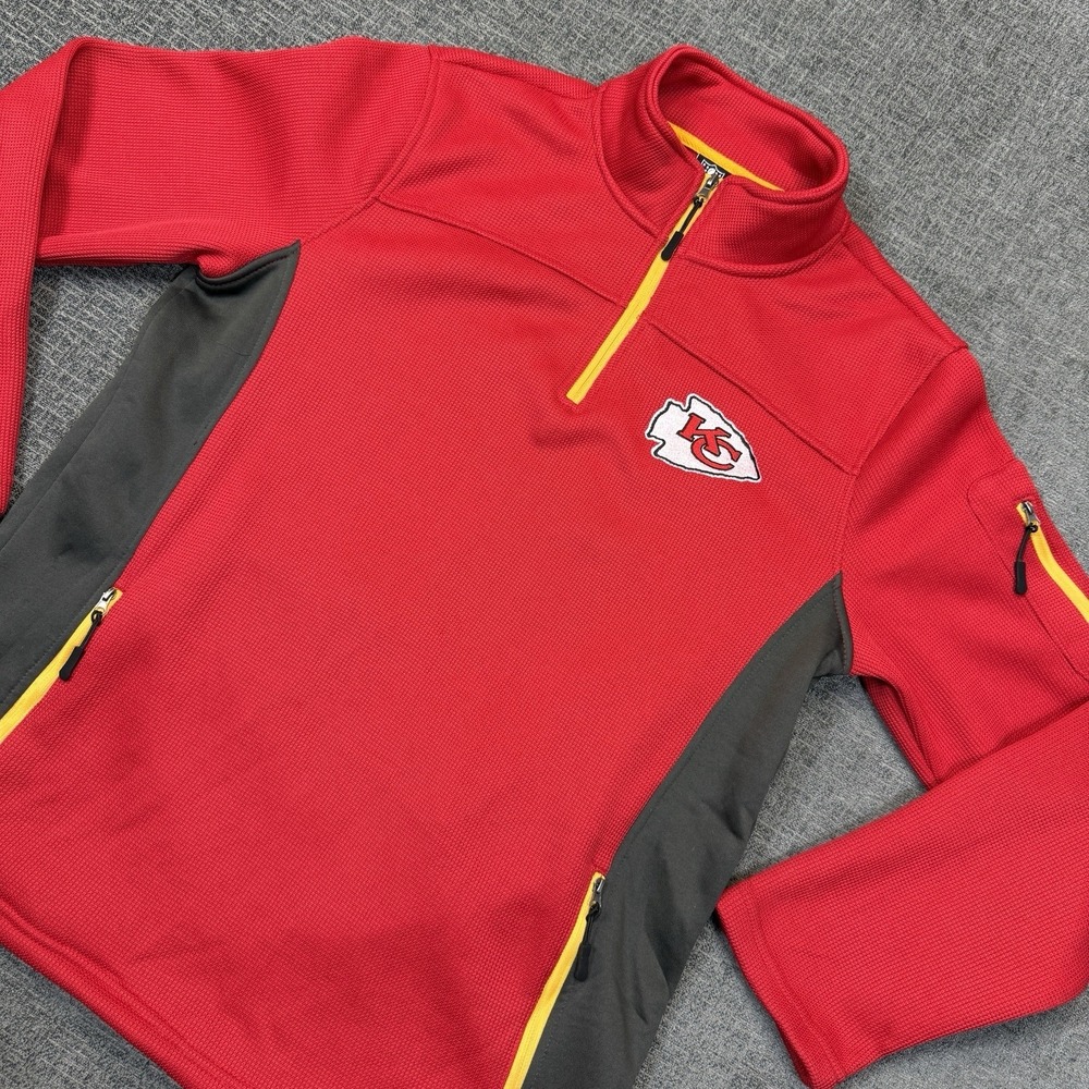 Kansas City Chiefs NFL Team Apparel Quarter-Zip Jacket Fleece Lining Men's M